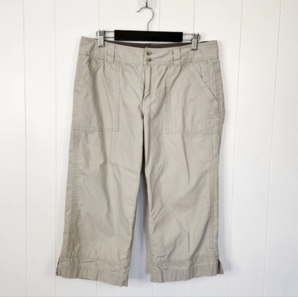 Columbia Beige Cotton Cropped Mid Rise Wide Leg Crop Hiking Capri Summer Travel - Picture 8 of 8